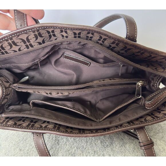 Fossil Modern Vintage Canvas‎ Dark Brown Purse Double Handle - Picture 5 of 9